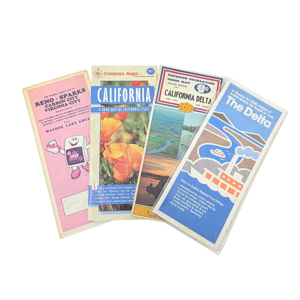 Vintage Road Maps Lot California Nevada Delta Reno Sparks Carson City 1976 1978